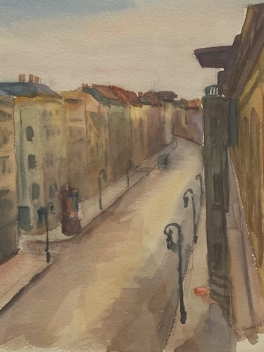 Straßenszene aquarell - straßenszene,