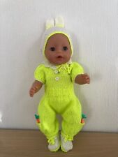 Puppenkleidung Set für Baby Born Overall , Häschen-Mütze , Socken, Unterhose