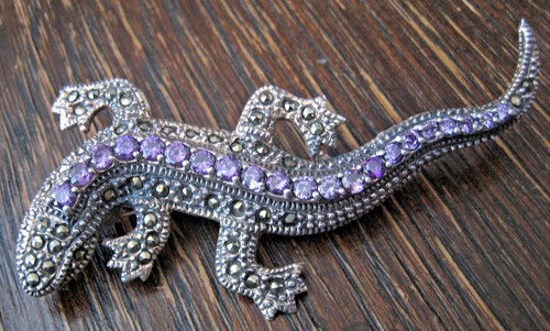 Eidechse brosche amethyst - brosche,