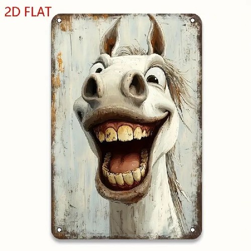 Blechschild lachendes pferd - lachendes,