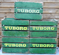 Alte ORIGINAL 1950*/ 1960* TUBORG BIER Holz TRANSPORTKISTEN für GLASFLASCHEN