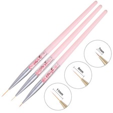 3-tlg. Fineliner Pinsel Set Pink Strass fein Gelmalerei Painting Nailart Malen