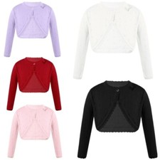 DE Mädchen Strickjacke Langarm Bolero Schulterjacke Festlich Tops Bolerojacke