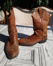 JUSTIN Cowboy Boots Brown Leather Mens UK 10 D 