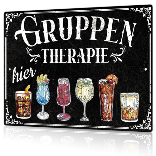 Metallschild gruppentherapie - metallschild,