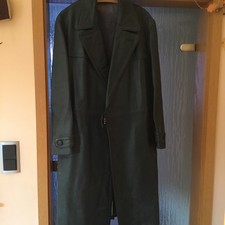 Original 50-er Jahre Schwerer Ledermantel grün,  Vintage