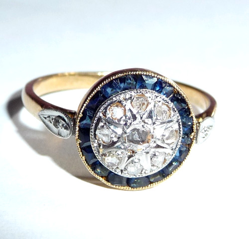 Ring antik 750 gold saphire - antik,