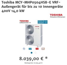 Toshiba Luft Wasser