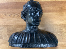 Büste Feldherr ? Römer lateinisch Inschrift lebensgroß schwarz Ton