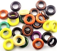 Holzperlen Donut Perlen bunt 4x12mm Großloch Perlen 6mm 50 Stück SERAJOSY 