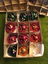 11 alte Glas Weihnachtskugeln