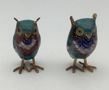 2 Eulen Cloisonne China