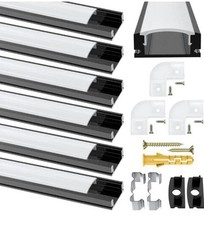 Chesbung Schwarz LED Streifen Profil, 6 Pack Aluminium Kanal Schwarz Schiene