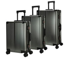 Koffer Reisekoffer Hartschale aus Aluminium Heuer "Stripe" Luxus AluminiumKoffer