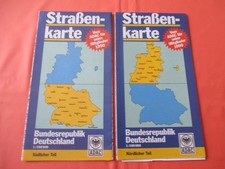 Nachlaß Landkarte ! Faltkarte Straßenkarte ADAC 2x DEUTSCHLAND Süd & Nord 1990