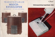 4 Broschüren mit Bedienungsanleitung für Teppichklopfer, Gasraumheizer,Waschofen