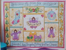 3 Stickvorlagen Kreuzstich Engel Freude Mustertuch Sampler von Diane Machin