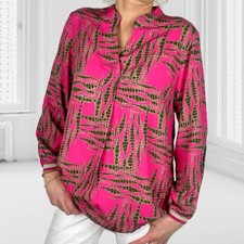 ITALY Bluse Tunika Langarm Damen Hemd Freizeitbluse Viskose Onesize