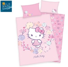 Hello Kitty Flanell Baby Bettwäsche 40x60 + 100x135cm, 100% Bio Baumwolle, Gots