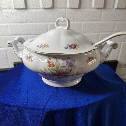 Vintage porcelain lidded soup - lidded,