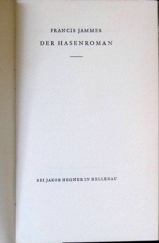 Der hasenroman jammes - der, hasenroman.