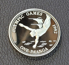 Silbermünze One Pa'anga Tonga 1991 "Olympische Spiele 1992" - 925/- Silber
