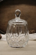 Schwere Bleikristall-Bonboniere mit Deckel Handgeschliffen 21 cm Ø 11 cm 1,22 kg