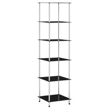 Regal Schwarz mit 6 Ablagen 40x40x160 cm Standregal Hartglas Metall