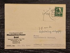 Beleg von Maximilian Doerr Suhl Thüringen Fabrikbedarfsartikel 1945 - Arnsdorf