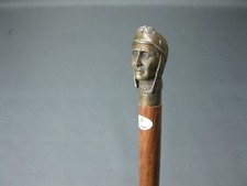 Edelholz Messing Bronze Gehstock  Spazierstock 93 cm Kopf Walking Stick Cane