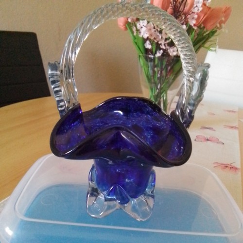 Blaue glasvase schale in - glasvase,