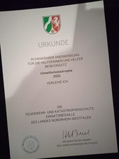 Urkunde Feuerwehr-
