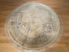 6265  "GEWASCHEN" Handgeknüpfter OVAL China Seidenteppich 180x120 Orientteppich