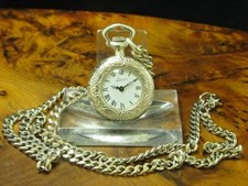Quinn 925 Silber Open Face Taschenuhr / Durchmesser 27,5 mm / Damentaschenuhr