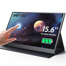 UPERFECT Tragbarer Monitor mit Akku 15,6 Zoll Touchscreen 1080P FHD Bildschirm 