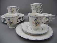 Nikko 6 Kaffeegedecke Vanessa Blue Peony blaue Pfingstrose Tasse Untere Teller