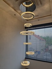 Hängellampe 6 ringe led kronleuchter luxus  modern kristall 
