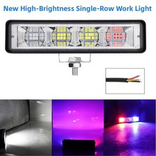 12V LED Arbeitsleuchte einreihig 4 Loch Aluminiumgehäuse weiß rot blau Strobos