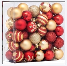 Weihnachtskugeln Kunststoff Ø6cm Rot+Gold Weihnachtsdeko Christbaumschmuck