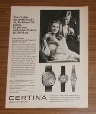 Seltene Werbung vintage CERTINA BLUE RIBBON & MAYFAIR Uhren 1970