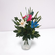 Almrausch 9cm Edelweiß Enzian Alpenblüten Blumenstrauss Kunstblumen Arrangement