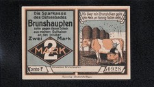 aus Sammlung Mecklenburg-Strelitz Notgeld BRUNSHAUPTEN 2 Mark o.D. Serienschein