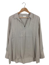 MILANO Hemd-Bluse Damen Bluse Gr. DE 42 hellgrau Casual-Look