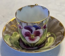 Selten! Nymphenburg Jugendstil Mokkatasse – Handbemalt, Vergoldet (beschädigt)