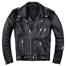 Neu Herren Biker Lederjacke