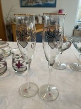 Nagel - 2 Sektgläser Sektflöten - Ideen in Glas -Tiffany Stil Gold Relief 