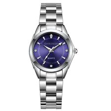 Damenuhr Damen Uhr Armbanduhr Frauen  Quartz Analog Silber Blau Edelstahl Neu