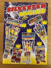 KELLER Feuerwerk Flyer "Silvester Knüller" beidseitig bedruck A4 Silvester Pyro