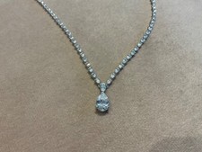 13,7 Karat Labor Diamant Birne Tennis Halskette 18 Zoll Platiniert 925