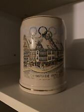 Olympiade 1972 München Bierkrug 0,5 L Humpen Krug Bier Goldrand Grau Olympia 72